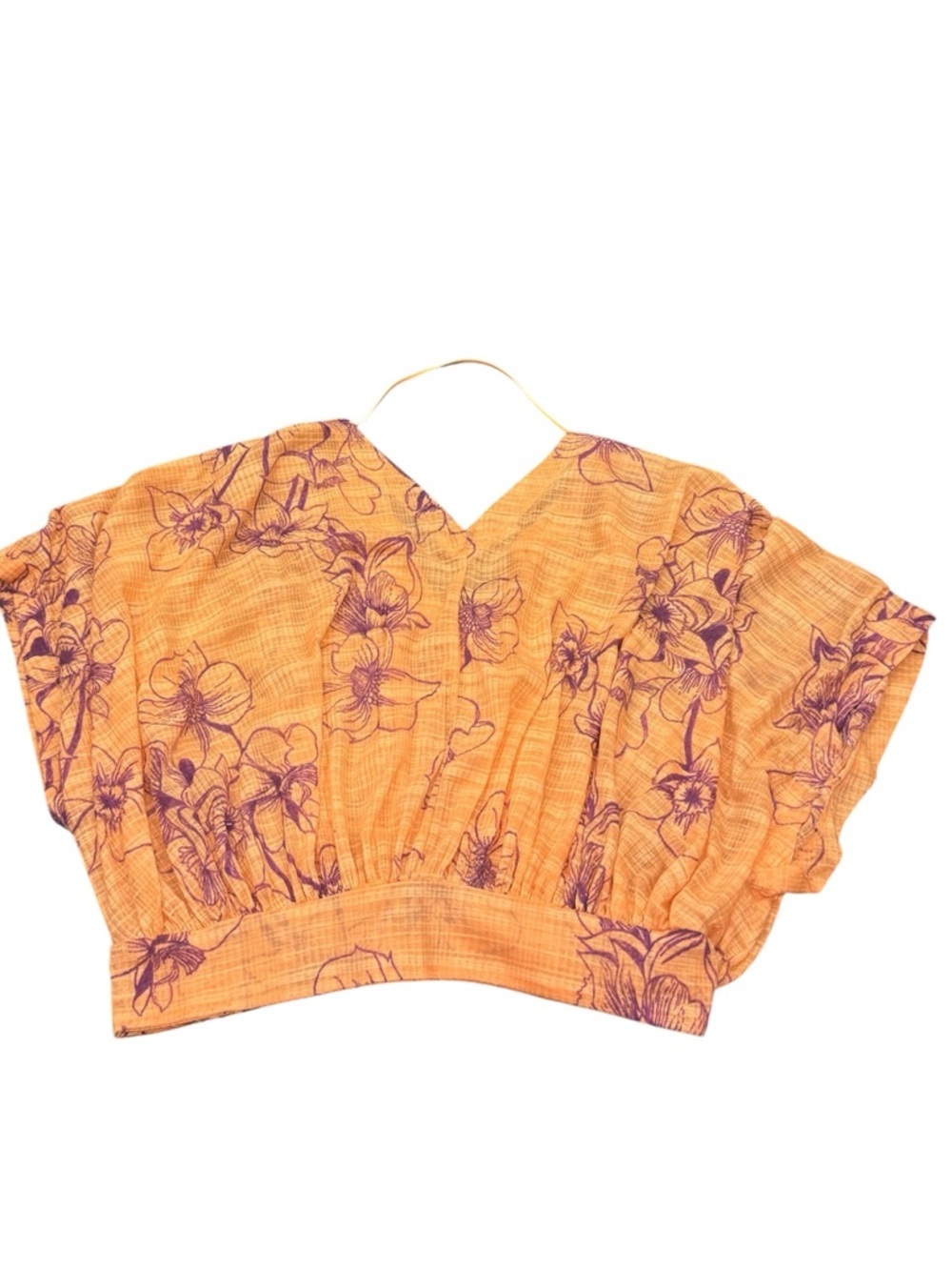 Free People orange and purple floral cropped flowy Boho top size XS - Picture 7 of 9